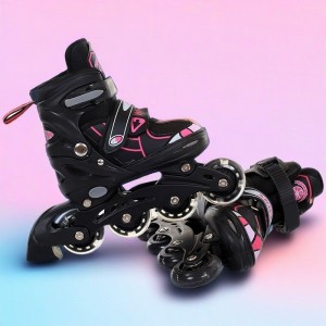 Adjustable ice skates for kids roller skates set for boys and girls, beginners can use the 8-wheel full flash stand to thicken