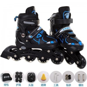 Adjustable ice skates for kids roller skates set for boys and girls, beginners can use the 8-wheel full flash stand to thicken