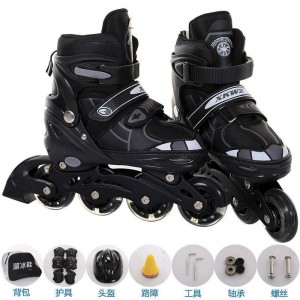 Adjustable ice skates for kids roller skates set for boys and girls, beginners can use the 8-wheel full flash stand to thicken