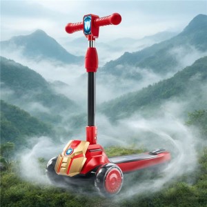 现代式可折叠三轮PU儿童滑板车大轮子可调节高度适合2-8岁儿童