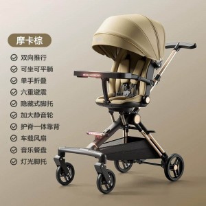 婴儿推车可坐可躺高景观双向一键折叠轻便手推车观座舱铝合金车架